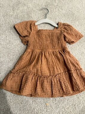 Target Girls' Rust Brown Smocked Cotton Dress